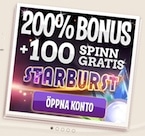 100 free spins på Starburst om du gör din första insättning hos Leo Vegas, få dessutom en välkomstbonus på 200%