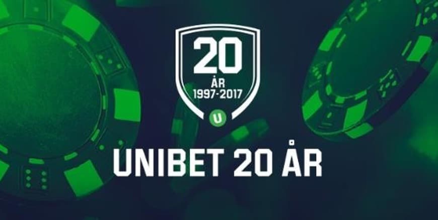 Fira 20 år med Unibet casino och njut av free spins!