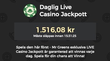 Jackpott i live casinot hos Mr Green