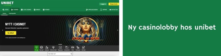 Ny casinolobby hos Unibet