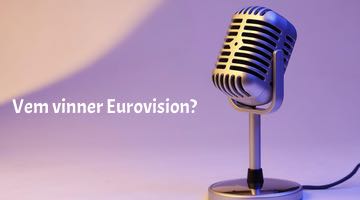 Bild på mikrofon och texten "Vem vinner Eurovision"