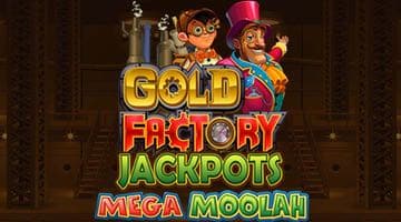 Omslagsbilden till nya sloten Gold Factory Jackpots Mega Moolah