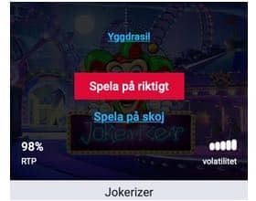 Info hos Maria casino om återbetalning och volatilitet i Jokerizer slot med hög RTP.