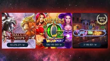 Sisters of Oz, Jazz of New Orleans och Hall of Gods. Tre slots med heta jackpottar.