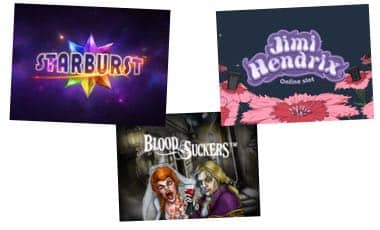 Starburst, Jimi Hendrix och Blood Suckers - tre slots med störst vinstchans.