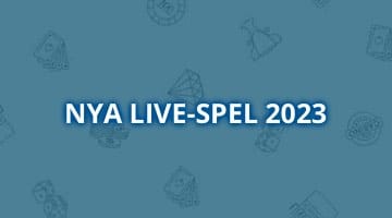Texten "Nya live-spel 2023" på casinkobakgrund