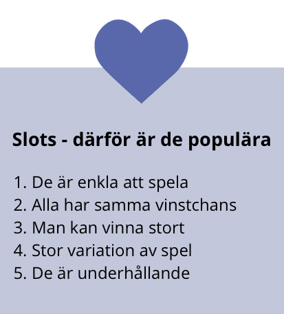 Lista med fem anledningar till att slots är populära