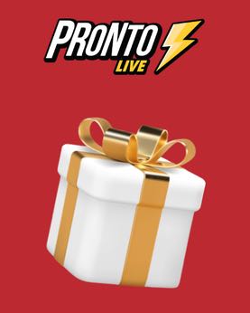 Vitt paket med guldband som innehåller Pronto Live bonus
