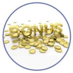 Bonuspenger og tekst bonusen i gull
