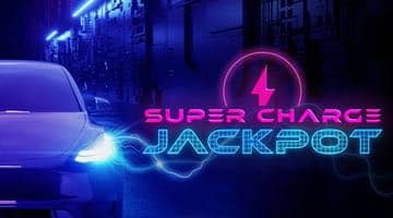 SuperCharge jackpot logga och elbil