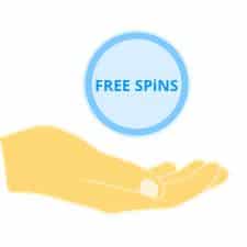 Ojennettu käsi, joka tarjoaa free spins -pyöräytyksiä ilman talletusvaatimusta.