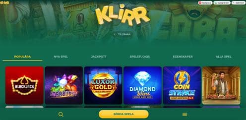 Avdelningen med slots hos Klirr