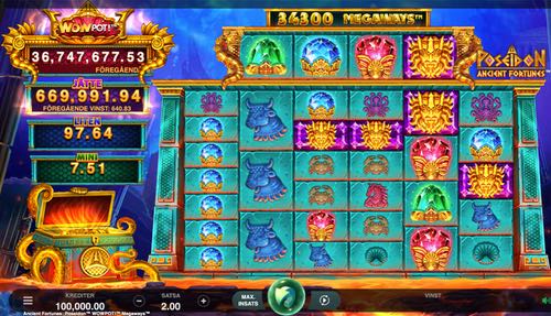 Skärmbild från Ancient Fortunes Poseidon WowPot Megaways slot