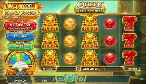 Skärmbild från Queen of Alexandria WowPot slot