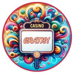 Färggrann casinoskylt med texten gratis i neon.