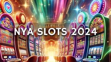 Texten nya slots 2024 framför en rad med spelautomater.