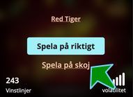 Pil som visar var man ska klicka om man vill spela med låtsaspengar