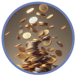 Kaskadregn av mynt som ska illustrera Pachinkos ekonomiska påverkan på den japanska ekonomin