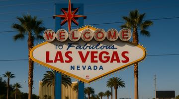 Den berömda Las Vegas-skylten som välkomnar gästerna till staden.