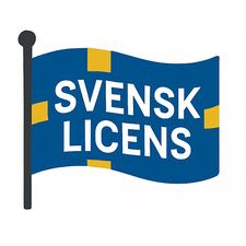En tecknad svensk flagga med texten "Svensk licens"