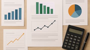 Diagram och grafer. Bilden ska illustrera ekonomiska analyser av den svenska spelmarknaden.