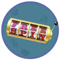 Spelautomat med texten free spin åp hjulen.