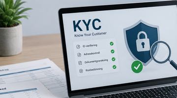 En bärbar dator där någon är inne på en sida som handlar om KYC
