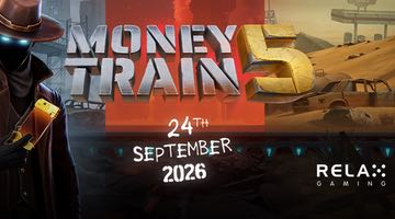 Banner för Money Train 5 från Relax Gaming med lanseringsdatumet 24 september 2026.