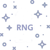 En illustration med texten RNG, omgiven av symboler och stjärnor.