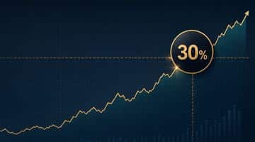 En stigande aktiegraf som passerar 30 procent. Bilden ska illustrera att Candle Lakes aktieinnehav i Evolution passerat 30%