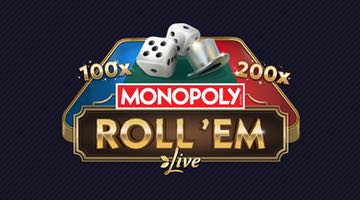 Loggan för MONOPOLY Roll ’em live.