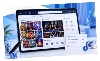 Bild som illustrerar någon som granskar spelutbudet hos ett casino