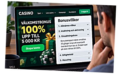 Läser bonusvillkor för ett casinoerbjudande