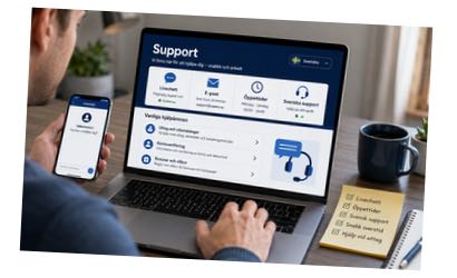 Läser information om supporten